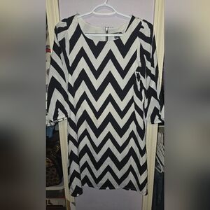 Sequin Hearts Black and White Chevron Dress